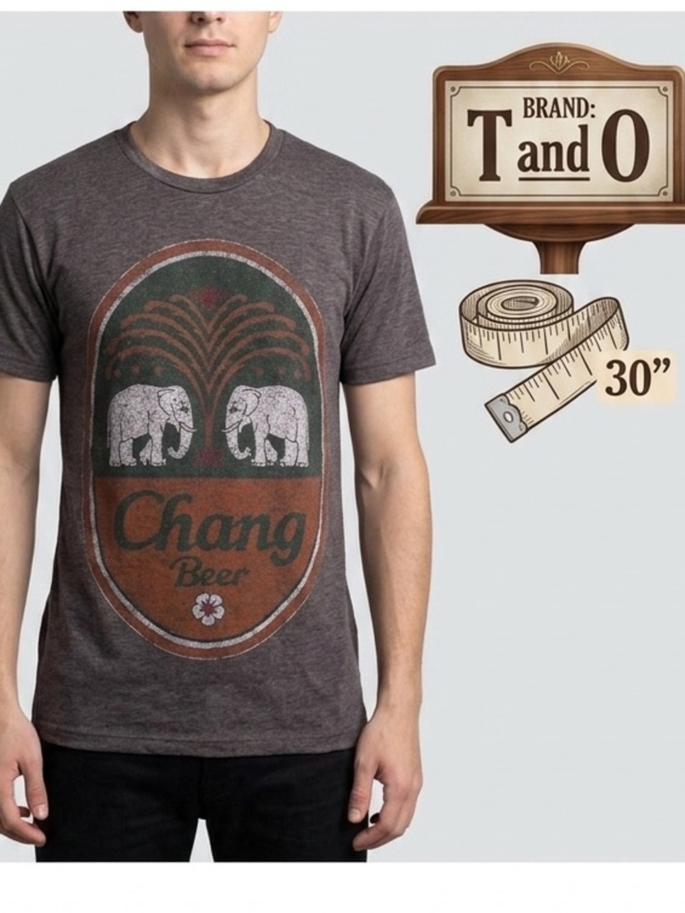 T and O Chang Beer from Thailand Brown Cotton Tee Free Size Unisex